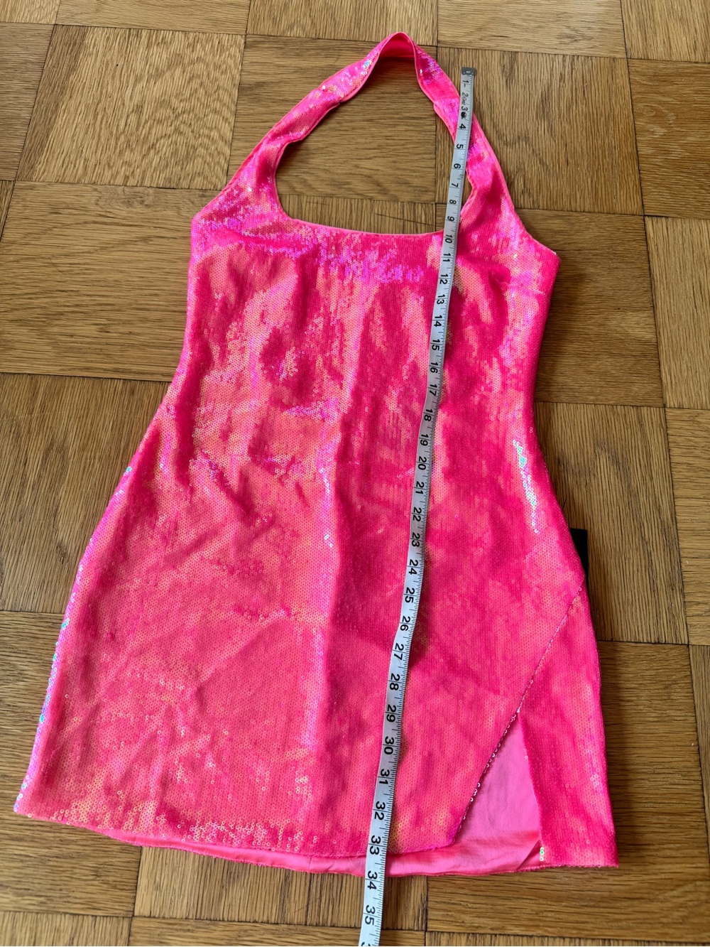 NWT Lulus Shimmering Sweetie Hot Pink
Sequin Halter Bodycon Mini Dress - Picture 6 of 12
